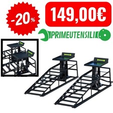 PRIMEUTENSILI 2 TON COPPIA 2 PEZZI RAMPE CARRABILI MAX 38CM CON MARTINETTO