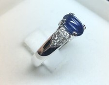 Anello in Oro Bianco 750°/°° 18kt. con Zaffiro Naturale Diamanti Valenza Italia