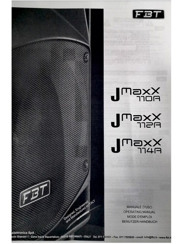 Manuale istruzione fbt j - manuale,