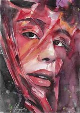  Opera Originale OLGA KRAVCHENKO Watercolor Portrait Ukrainian Original Art 