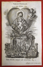SANTINO INCISIONE ACQUAFORTE 1700 LITANIE LAURETANE VIRGO FIDELIS klauber