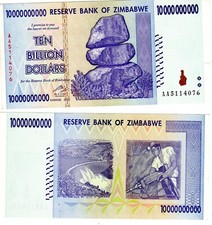 Zimbabwe Banconota 10 MILIARDI (MILIARDO) 100000000 DOLLARI 2008 P85 BUONO STATO