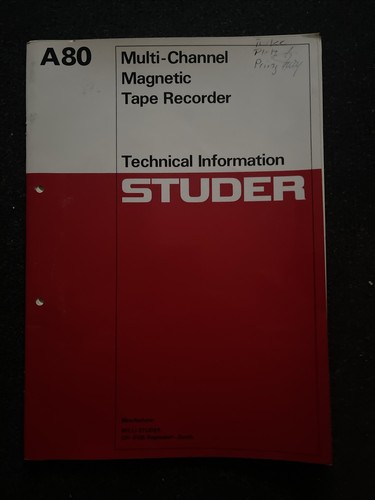 Studer a80 technical - studer,