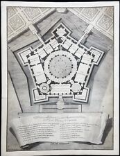 Stampa antica Pianta Palazzo Caprarola Farnese Viterbo Giuseppe Vasi 1748