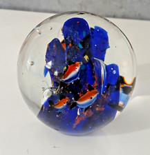 Sfera Acquario Vetro Sommerso Di Murano Pesci Tropicali Fermacarte Soprammobile