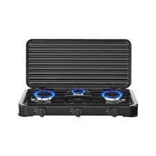 Fornello a gas gpl cucina da campeggio casa 3 fuochi piastra nero