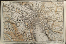 Stampa antica Pianta Zurigo