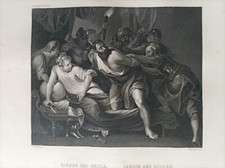 1850 ca. Antica incisione su acciaio Sansone e Delila Rubens