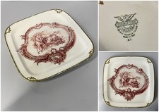 ANTICO PIATTO VASSOIO SCI Laveno VERBANUM STONE DECORO ISTORIATO ROSA ORO '20