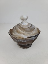 Piatto caramelle imperiale vintage caramello marrone scorie fine giornata vetro piedi coperti