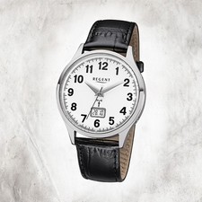 Regent Pelle Orologio da Uomo FR-228 Radio Orologio Bracciale Nero URFR228