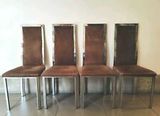 Set 4 sedie pranzo ottone cromo Romeo Rega Willy Rizzo Modernariato Design 70s