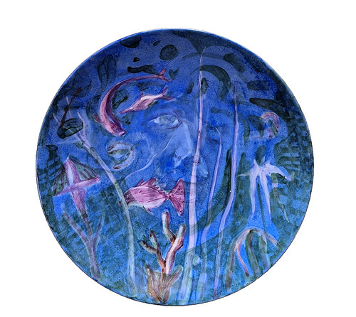 Piatto ceramica pesci fondo - ceramica,