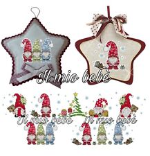 Schema punto croce GNOMI GNOMETTO  Albero Natale Slitta Fiocco Neve Bordura Pdf 