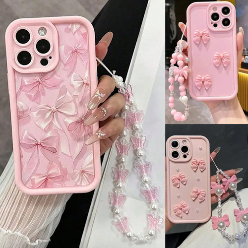 Custodia telefono rosa fiocco