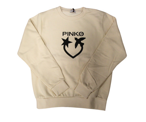 Felpa girocollo pinko - girocollo, crema