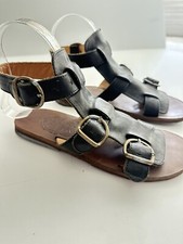 Nuovi sandali gladiatore Fiorentini + Baker Lada 36 1/2 scarpe pelle nera Italia