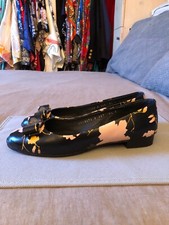 SALVATORE FERRAGAMO LUSSO BALLERINE VARINA PELLE PRINT MULTI 8,5 C US 39 EU 6 UK