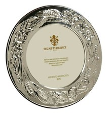 Cornice portafoto in argento sterling 925 massiccio "SPIGHE E PAPAVERI"/diametro 9x9 GB