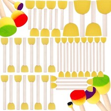 Set da 45 Spugne Rotonde per Pittura - Pennelli Spugna Gialli In 4 Misure -8035