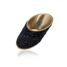 Autentico Bracciale Gianfranco Ferre Vintage Metallo Oro Cristalli Neri Statement