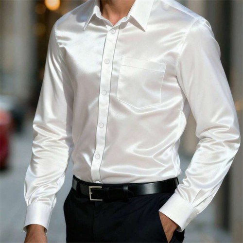 Camicia uomo raso casual - , slim