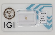 Diamante Naturale Certificato IGI-0.29ct-VS2-fancy Light Giallo/Mar. -Smeraldo