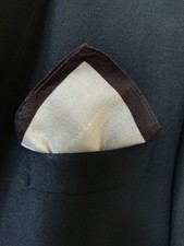 Fazzoletto da taschino vintage Giuseppe Frasson marrone beige, pochette da uomo