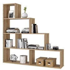 Libreria Scaffale a scala SIMMS Legno Mdf 4 Ripiani Rovere Chiaro Casa Ufficio