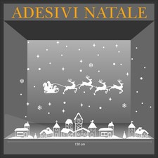 Adesivi natale vetrofanie addobbo vetrine negozio 130cm a1286b