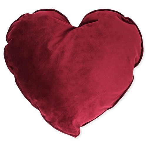 Cuscino cuore bordeaux velluto - bordeaux,
