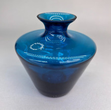 MURANO VETRO BLU FIRMATO V. NASON & C. VASO VASETTO VINTAGE PORTFIORI ITALY