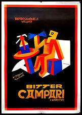 1980ca * Manifesto Originale "DEPERO - BItter Campari L'Aperitivo " (A-) TELATO