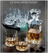 BICCHIERI BOTTIGLIA WHISKY LIQUORE BIBITA CRISTALLO LUXION 7 PEZZI OPERA REALE