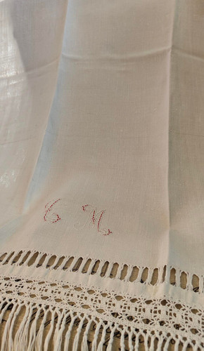 Antico asciugamano lino bianco - asciugamano,