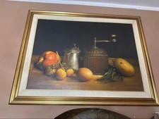 Quadro Vintage Dipinto a Olio Natura Morta Frutta