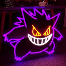 Insegna Led Neon Gengar Grande per ufficio Pokemon Decorazione a muro 36x30CM IT