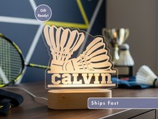 Luce Notturna Badminton Personalizzata, Lampada LED Unica Regalo per Amanti Decorazione Camera