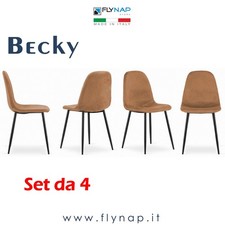 SET 4 SEDIE SEDIA CASA BAR RISTORANTE BISTROT PIZZERIA BECKY VELLUTO RUGGINE