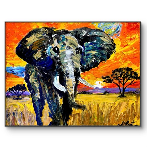 Elefante africano 14x11 tela