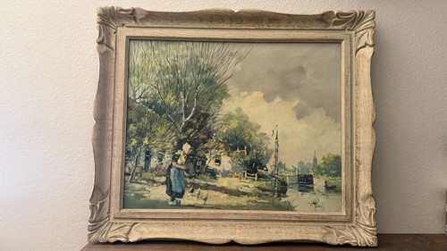 Scena canale olandese - olandese, dipinto