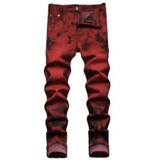 Jeans uomo rosso vino denim