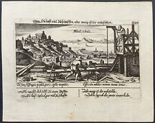 Stampa antica RARA pozzuoli napoli Meisner 1625 veduta piccola acquaforte