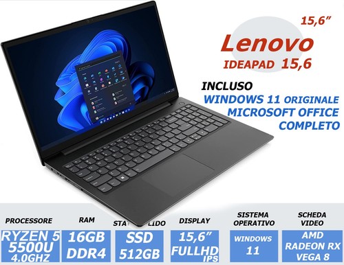 Notebook lenovo ryzen 5 - 15,6",