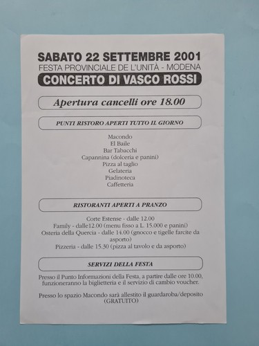 Vasco rossi volantino - vasco,