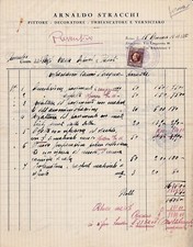 § CARTA INTESTATA ARNALDO STRACCHI, PITTORE, DECORATORE, VERNICIARO - 1938