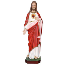 Statua del Sacro Cuore di Gesù in resina con occhi dipinti 70 cm Made in Italy