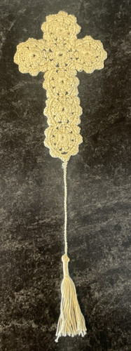 Crochet cross bookmark tassel - bookmark,