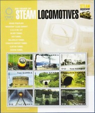 Gambia 2004 Treni Locomotive Motori a Vapore Tunnel Trasporto sht MNH