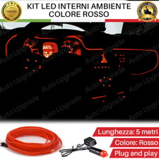 KIT A LED LUCE AMBIENTE FIBRA OTTICA LED RED ROSSO 5 M METRI PER FIAT PANDA 312